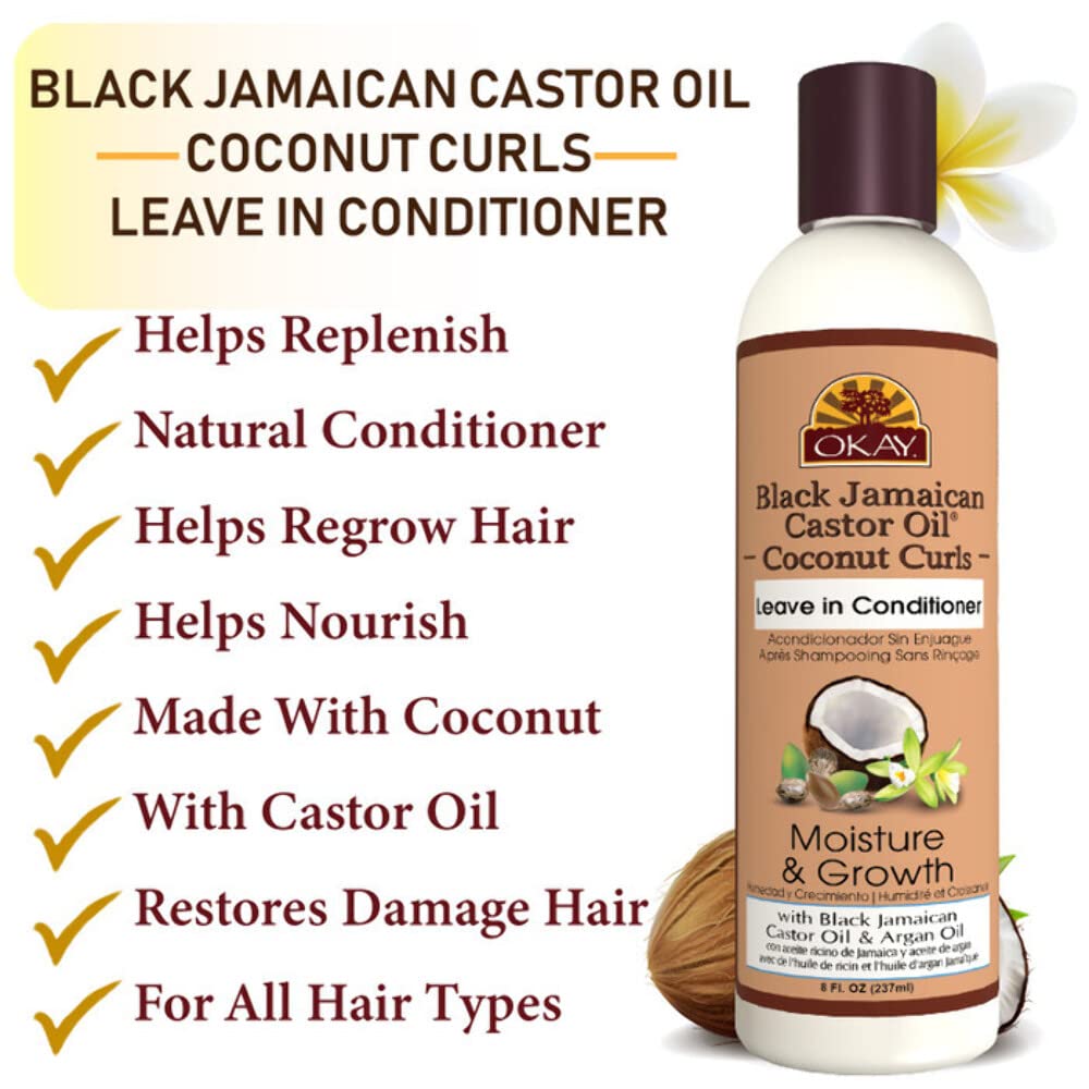 Black Jamaican Castor Oil Leave In Conditioner, Coconut, 8 Ounce