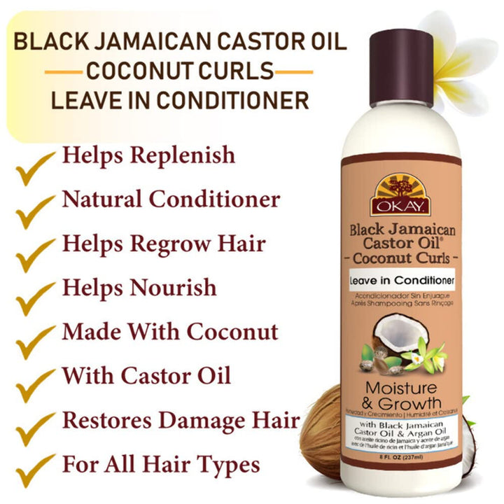Black Jamaican Castor Oil Leave In Conditioner, Coconut, 8 Ounce
