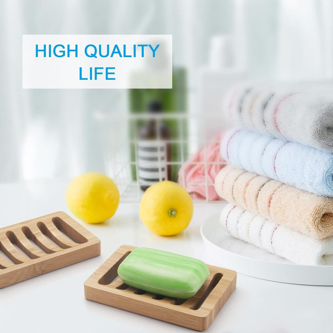 Soap Holder, Bamboo Soap Dish, Wooden Soap Holder Soap Dish, 2 Pack Bamboo Soap Holder, Soap Dishes for Bar Soap, Wooden Soap Tray, Kitchen Soap Tray Self Draining (Wooden Color)