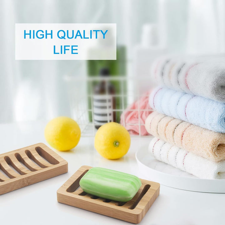 Soap Holder, Bamboo Soap Dish, Wooden Soap Holder Soap Dish, 2 Pack Bamboo Soap Holder, Soap Dishes for Bar Soap, Wooden Soap Tray, Kitchen Soap Tray Self Draining (Wooden Color)