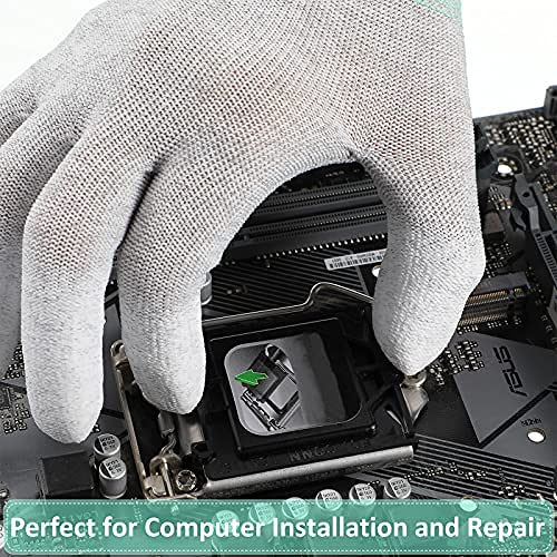 4 Pairs ESD Anti Static Gloves, PC Gloves with High Resistance Carbon Fiber Anti-static Gloves for PC Building Computer Electronics Installation and Repair (Medium)