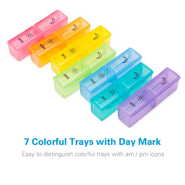Pill Organizer 2 Times a Day, Large Weekly Pill Box AM PM, 7 Day Pill Case, Day and Night Vitamin Containers for Vitamins, Pill Holder for Supplements