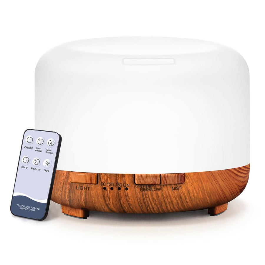 YIKUBEE Essential Oil Diffuser with Essential Oils Set, 6x10mL Essential Oils for Diffusers for Home, 500ml Humidifier with Remote Control, Aromatherapy Diffusers for Essential Oils Large Room