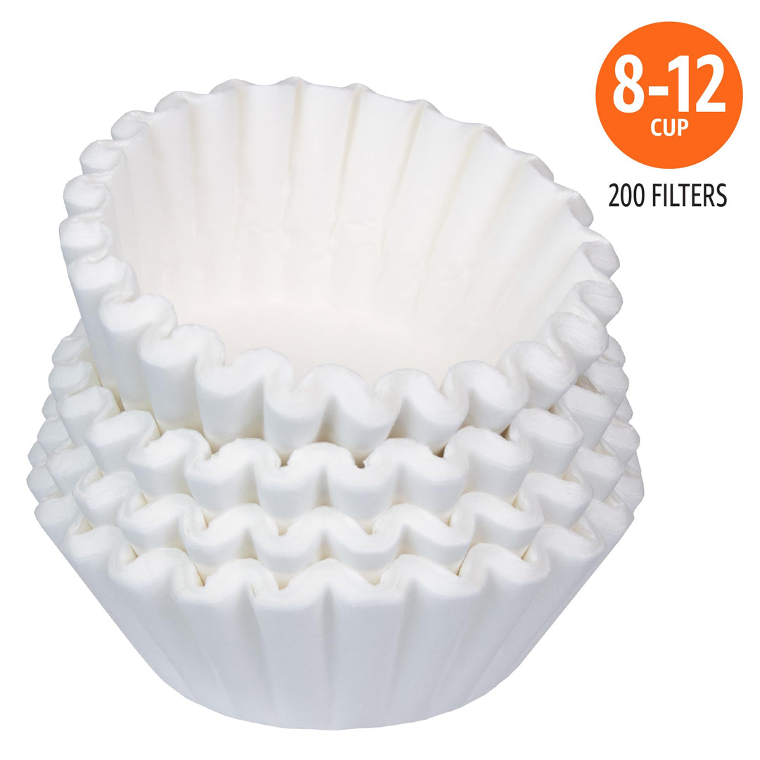 Basket Coffee Filters for 8-12 Cup Coffee Makers, White, 200 Count