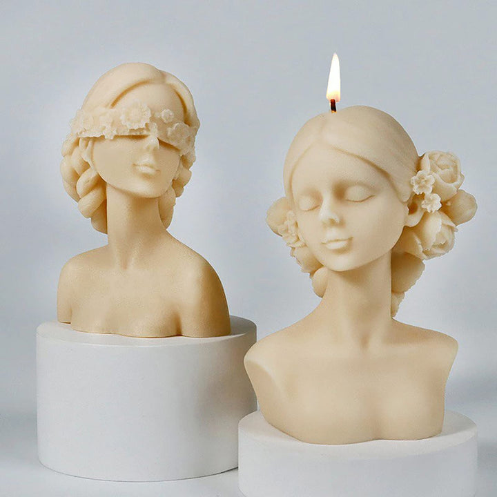 2 Pack Braid Girl Shape Portrait Candle Mold Girl Silicone Mold for Candles Body Resin Mold Portrait Silicone Mold Resin Mold DIY Aromatherapy Decoration Mold Candle Making Molds Body Mold
