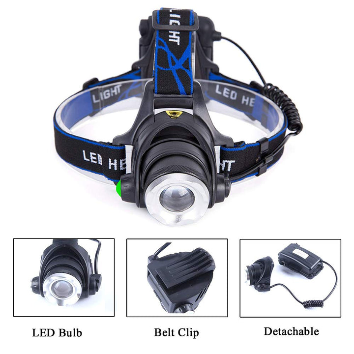 Green LED Headlamp Waterproof Head Torch Light with Zoomable and 3 Mode Best for Hunting, Outdoor Activities, Climbing, Astronomy