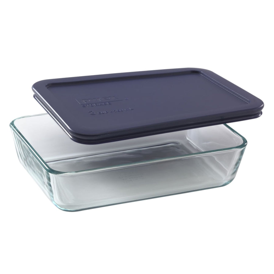 3-Cup Single Rectangular Food Storage Container with BPA-Free Lid, Non-Toxic, Tempered Non-Pourous Glass, Microwave, Dishwasher, Freezer and Oven Safe, Blue