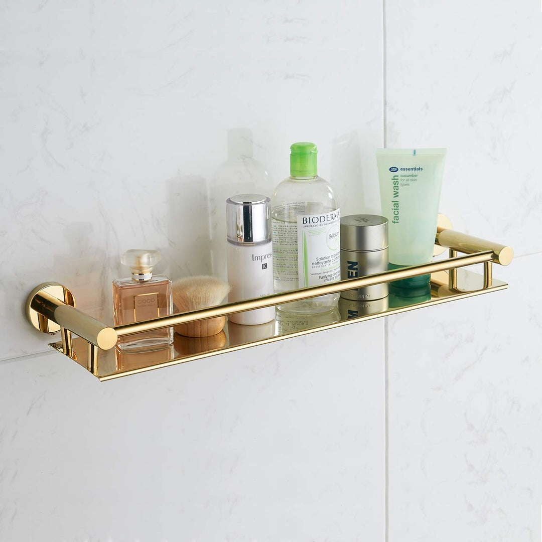 Stainless Steel 304 Shelf Bathroom Shelf 19.6 Inch Wall Mount (Gold)