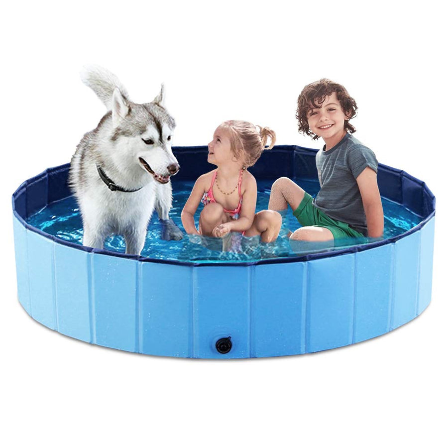 Foldable Dog Pet Bath Pool Collapsible Dog Pet Pool Bathing Tub Kiddie Pool Doggie Wading Pool for Puppy Small Medium Large Dogs Cats and Kids 55.1 Blue