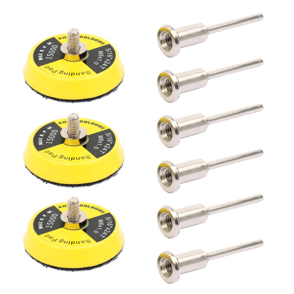 2 Inch/50mm Hook and Loop Sanding Pad Sanding Disc Replacement Pad with 1/8 Mandrel Drill Attachment 9 Pack