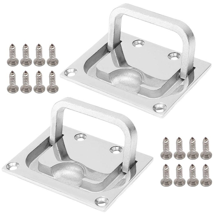 2 Pack Boat Ring Hatch Pull Flush Lift, Flush Ring Pull, Marine Grade 316 Stainless Steel, 16 Pcs Free Mount Screws