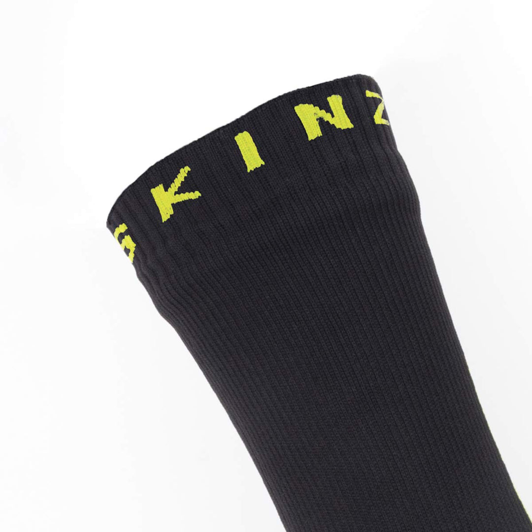 Unisex Waterproof All Weather Mid Length Sock With Hydrostop, Black/Neon Yellow, Large