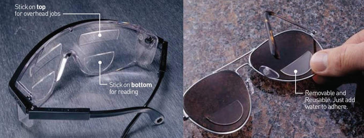 Hydrotac Stick On BiFocal Reading Lenses +2.50 Men Women Magnifying Bi-Focal Reusable Reader Adhesive Stickers
