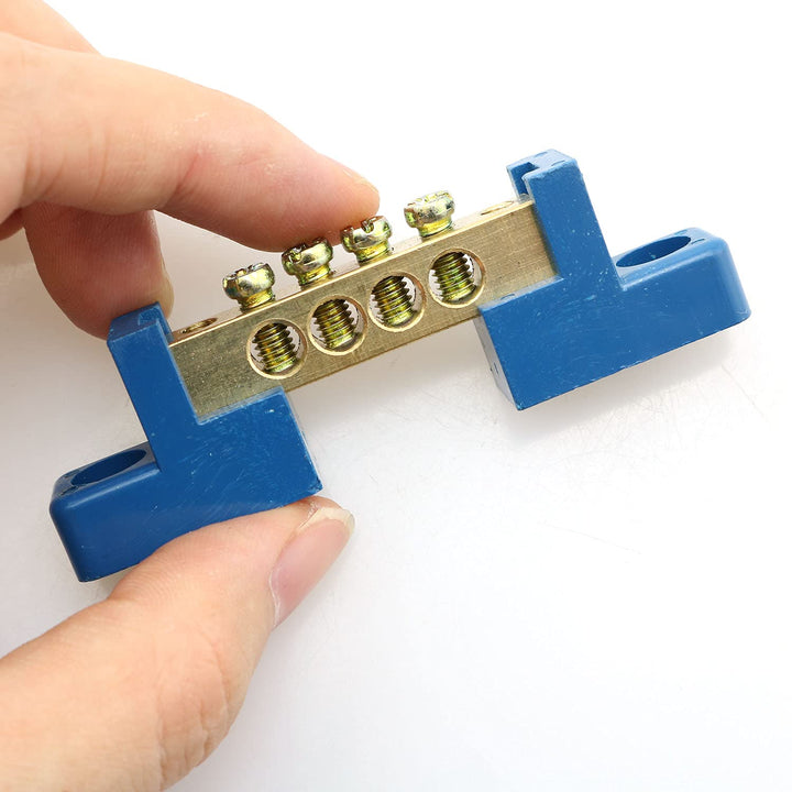 2pcs Terminal Bus Bar 4 Positions Terminal Block Brass Wire Screw Terminal Grounding Strip Bus Bar Block