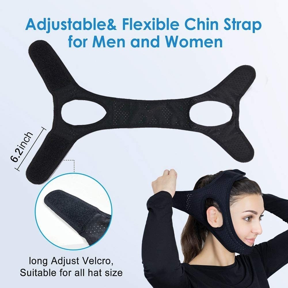 Chin Straps for Snoring, Anti Snoring Chin Strap Devices, Jaw Strap for Sleeping with Men Women Closer, Soft Adjustable and Breathable for User Keep Closed While Sleeping for Snorers