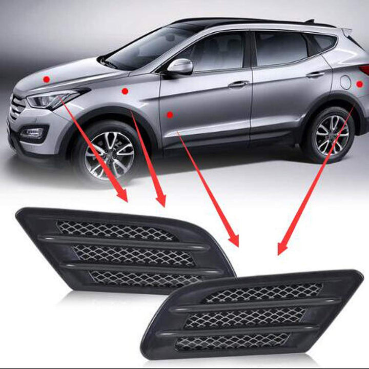 1 Pair Auto SUV Universal Car Side Mesh Vent Air Flow Fender Decoration Sticker Fit for All Car (Silver)