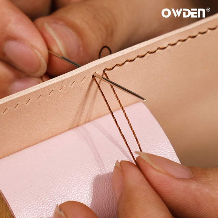 Owden 12Pcs Leather Hand Sewing Needles, Professional Small Eye Design for Leather Hand Stitching Needle. 2 Sizes and Each 6Pcs.
