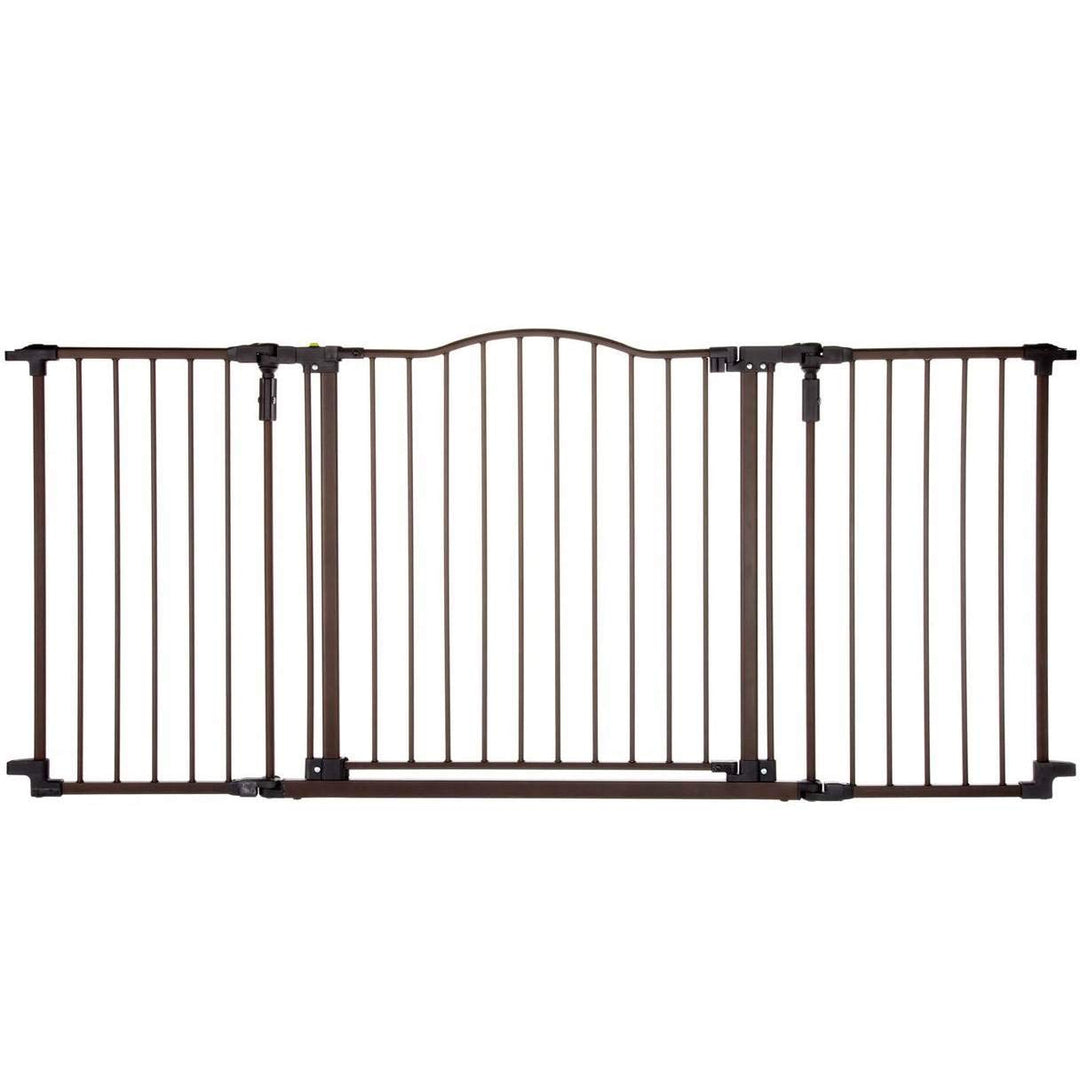 72” wide Deluxe Décor Baby Gate: Sturdy safety gate with one hand operation. Extra wide baby gate. Hardware Mount. Fits 38.3 - 72” Wide. (30 Tall, Matte Bronze)