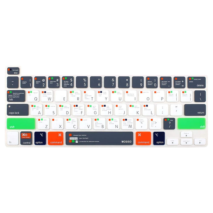 Keyboard Cover Compatible with MacBook Pro 13 M2 2023,2022,2021 2020 M1 A2338 A2289 A2251&Compatible with MacBook Pro 16 2020 2019 A2141 Touch ID,Protective Silicone Skin,Mac OS X Shortcut,Gray