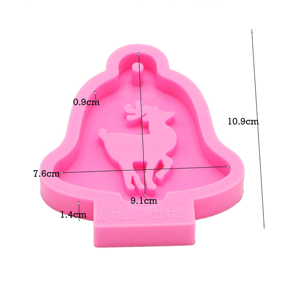 Super Glossy Christmas Bell Deer Silicone Mold, Resin Casting Mold for Christmas Decorations, Silicone Christmas Tree Ornament Resin Molds DIY Keychain Mold Jewelry Pendants Craft