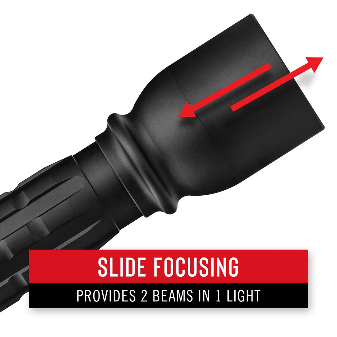 XP18R 3650 Lumen USB-C Rechargeable-Dual Power LED Flashlight with Pure Beam Slide Focus and Top Grade Aluminum Build,Black, 30323