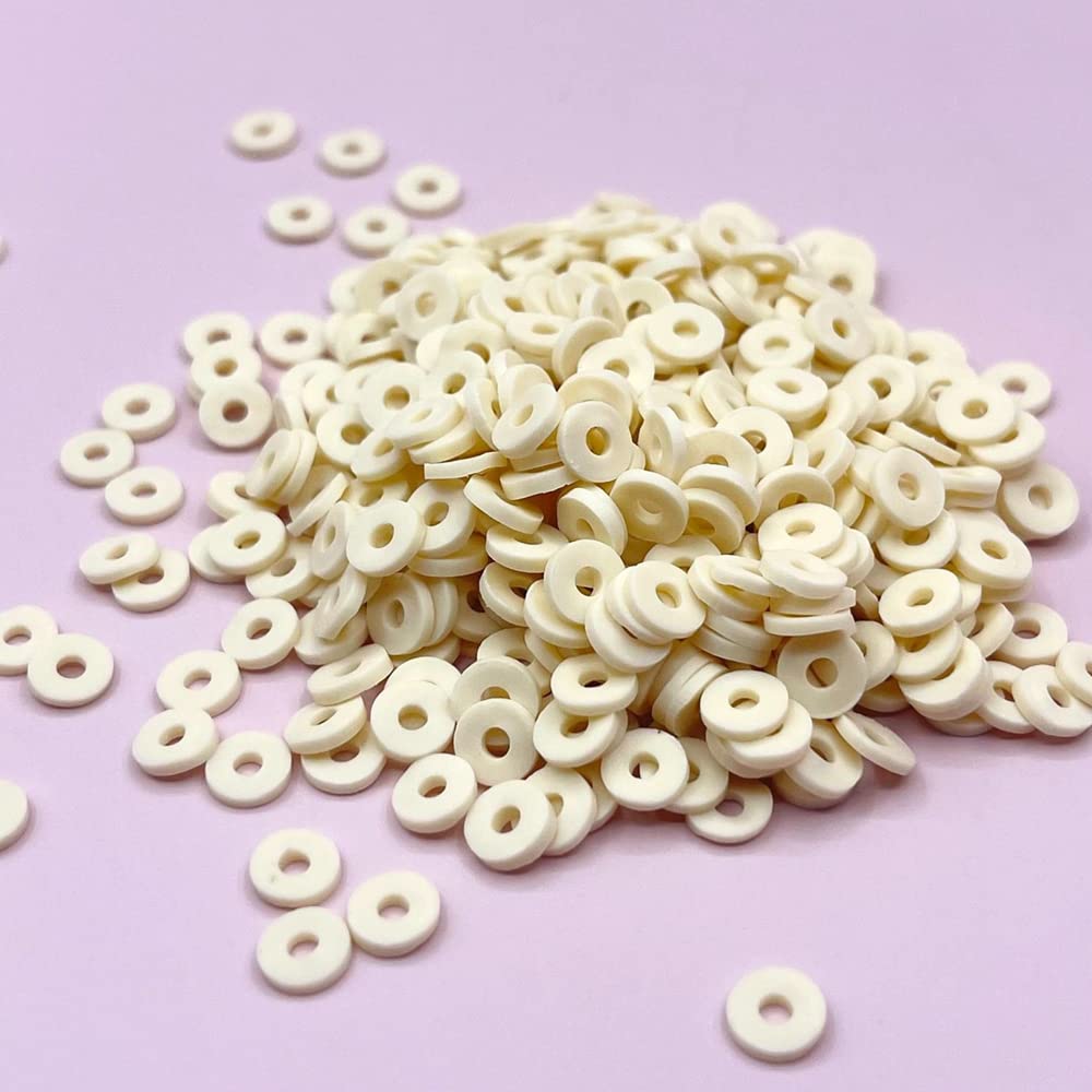 3000pcs Heishi Beads Polymer Clay Beads Flat Round Spacer Beads for Jewelry Making Bracelets Necklace Earring Accessories DIY Handmade Craft (6mm, White)