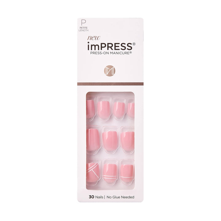 KISS Press-On Nails Petite Length False Nails Manicure Set, ‘Timeless Day’, 30 Chip-Proof, Smudge-Proof Fake Nails