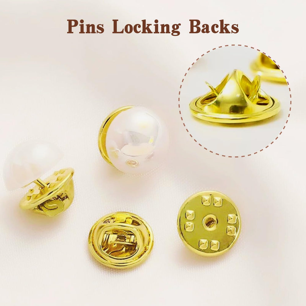 Pin Backs, Lapel Pin Backs, 50PCS Brass Metal Pin Backings for Brooch Tie Hat Badge Insignia, Gold