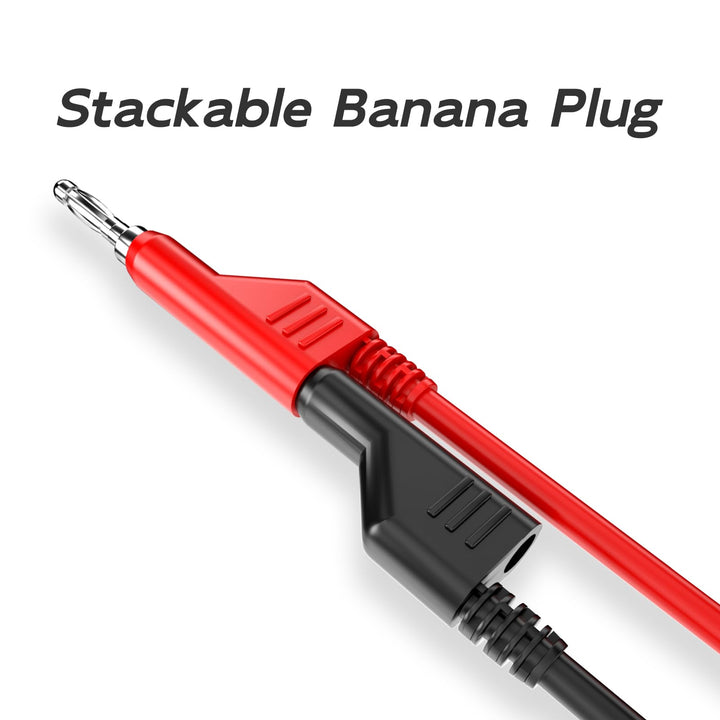 5PCS Test Leads 4mm Stackable Banana Plug to Crocodile Alligator Clips Flexible Cable Wire 3.3ft/1m for Multimeter Electrical Testing
