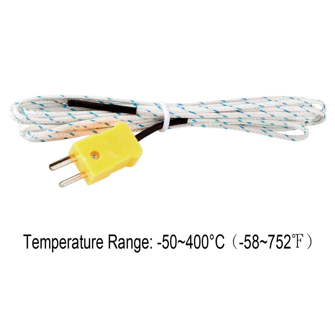5PCS K-Type Mini-Connector Thermocouple Temperature Probe 3M/9.8ft Wire Measure Range -50~400 °C(-58~752)for TM902C/ TES1310 Thermometer with 2PCS Thermocouple Plug