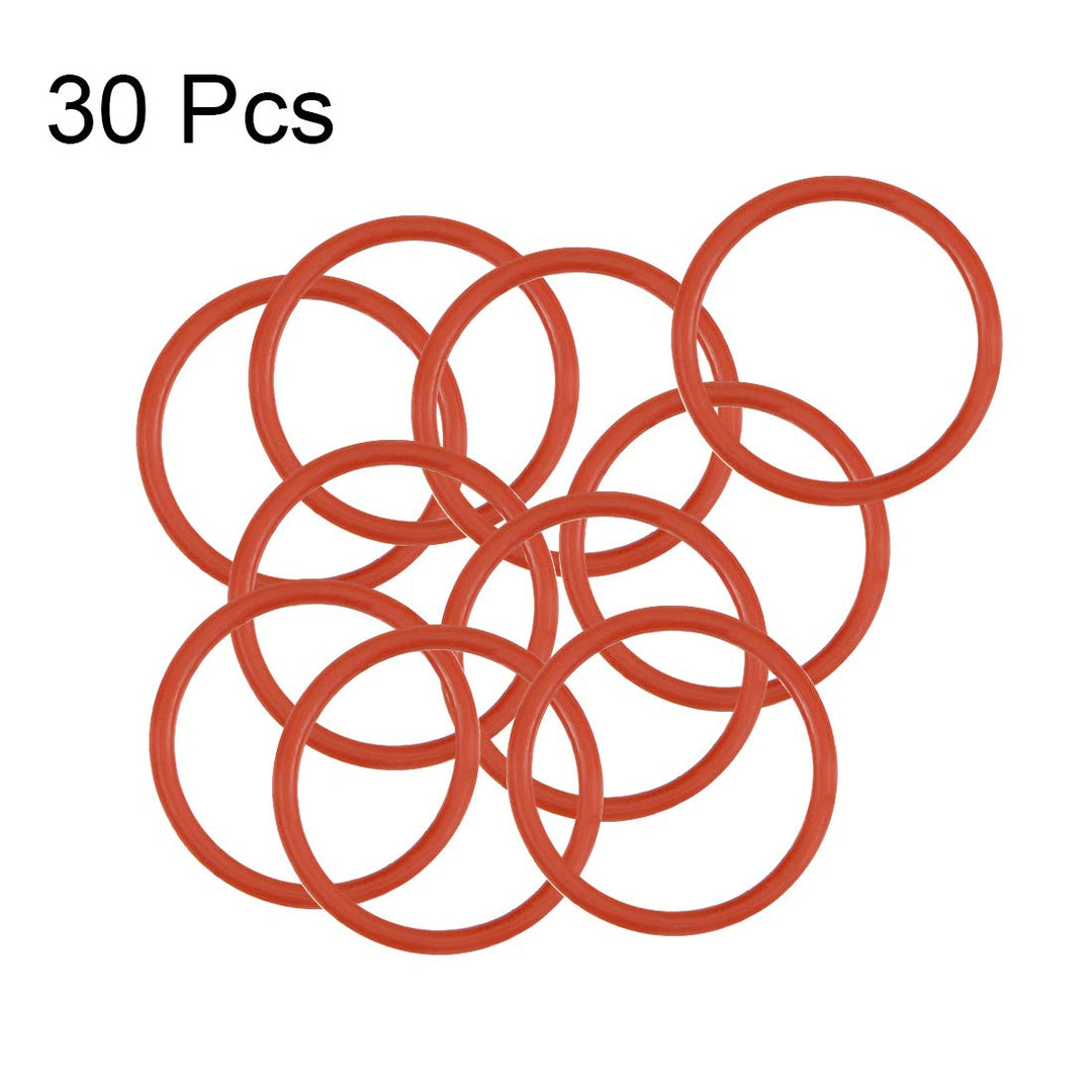 Silicone O-Ring, 12mm OD, 10mm ID, 1mm Width, VMQ Seal Rings Gasket, Red, Pack of 30