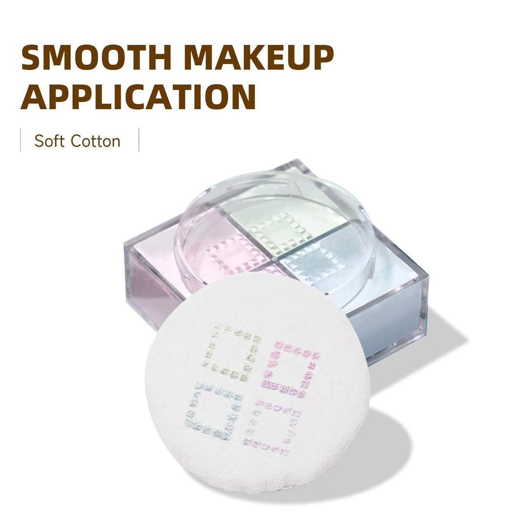 10 Pcs Powder Puff for Powder Foundation and Loose Powder, Ultra Soft Round Cotton Smooth Apply Puff with Ribbon Band Handle 3.15 Inch
