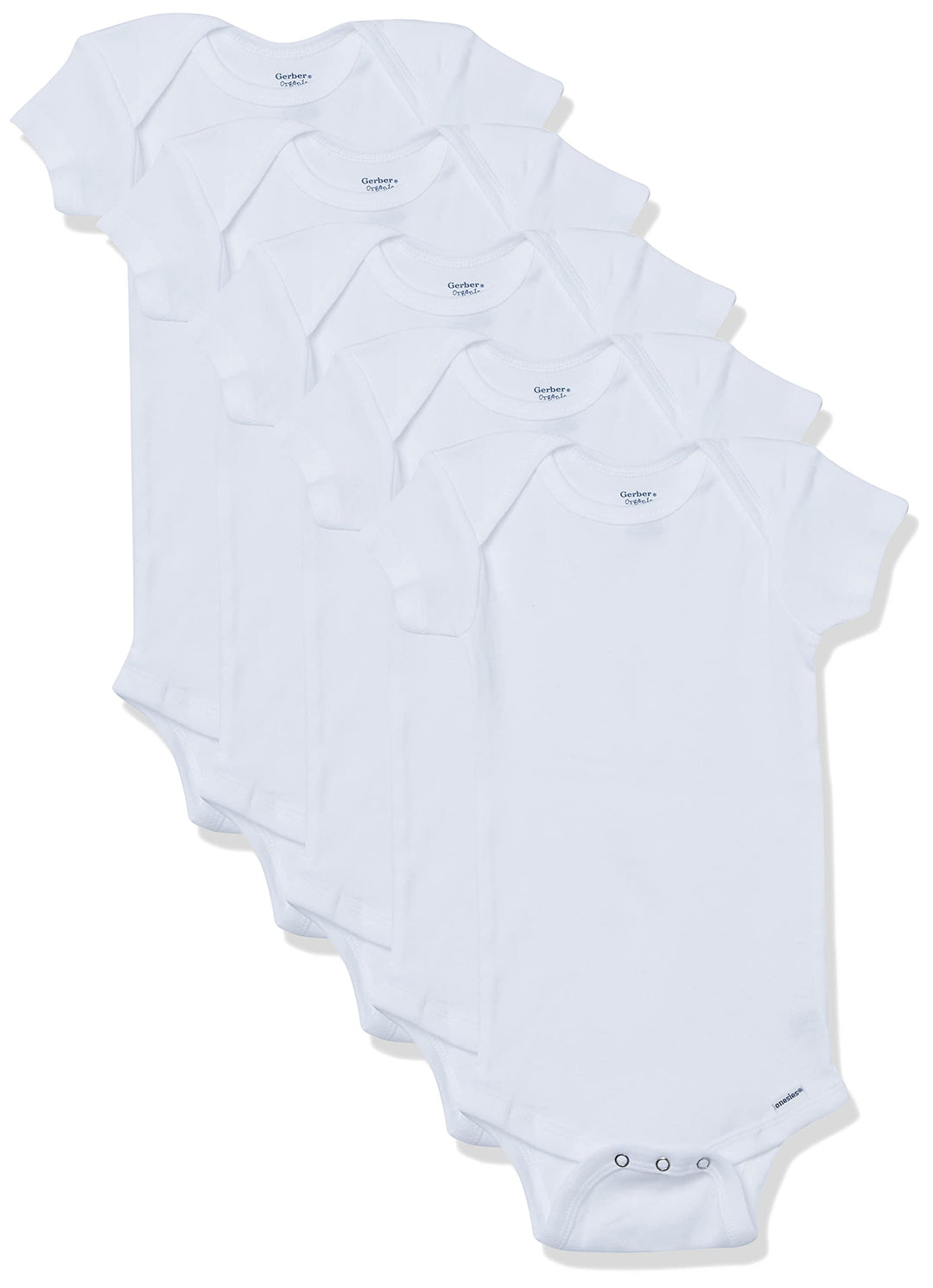 Unisex Baby 5-Pack Short Sleeve Variety Onesies Bodysuits Short Sleeve White 0-3 Months