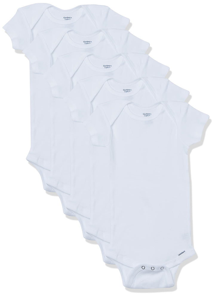 Unisex Baby 5-Pack Short Sleeve Variety Onesies Bodysuits Short Sleeve White 0-3 Months