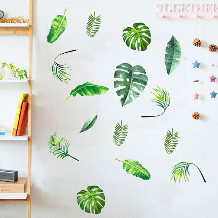 96 Pcs Palm Leaf Wall Stickers Decals, Floor Decals, Classroom Home Party Decoration Removable Tropical Plants Tree Leaves Stickers for Kids Nursery Room Decor