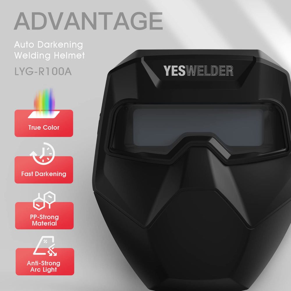 True Color Auto Darkening Welding Goggles, Wide Shade Range 4/5-9/9-13 with Grinding, Welding Glasses Welder Mask Welding Helmet for TIG MIG ARC Plasma Cut