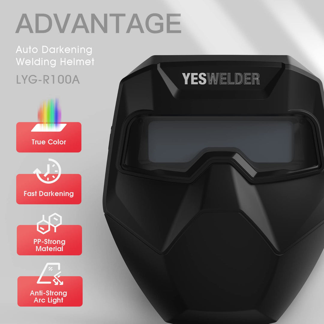 True Color Auto Darkening Welding Goggles, Wide Shade Range 4/5-9/9-13 with Grinding, Welding Glasses Welder Mask Welding Helmet for TIG MIG ARC Plasma Cut