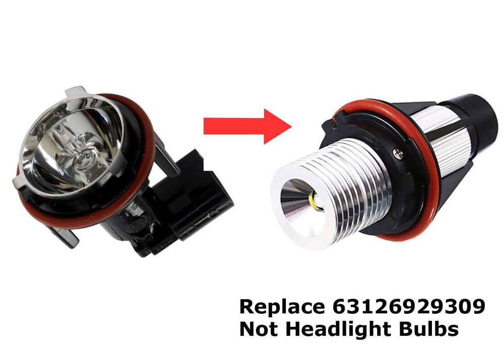 White LED Angel Eye Ring Marker Bulbs Compatible With BMW 5 6 7 Series X3 X5 (E39 E53 E60 E63 E64 E65 E66 E83), Not For Headlight Bulbs