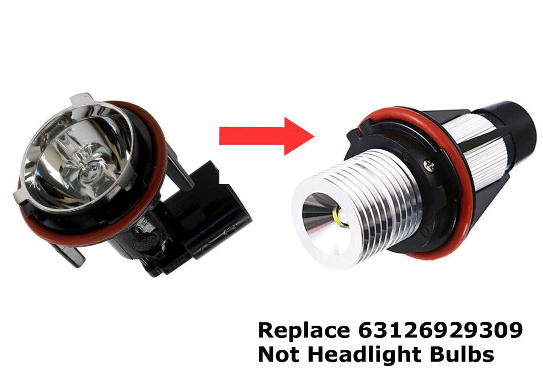 White LED Angel Eye Ring Marker Bulbs Compatible With BMW 5 6 7 Series X3 X5 (E39 E53 E60 E63 E64 E65 E66 E83), Not For Headlight Bulbs