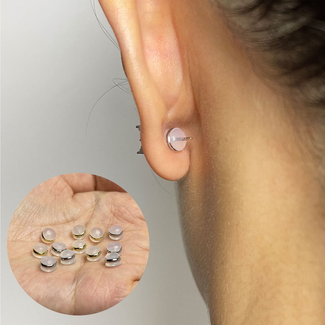 12pcs Rubber Earring Backs,Premium Silicone Earring Backs Can Locking Earring Backs for Studs, No-Irritate Hypoallergenice Earring Backs for Adults&Kids(White)
