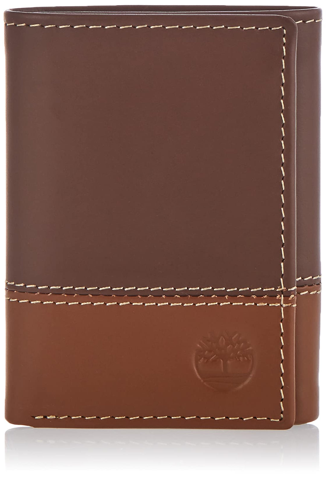 Men's Leather Trifold Wallet with Id Window, Brown/Tan, One Size