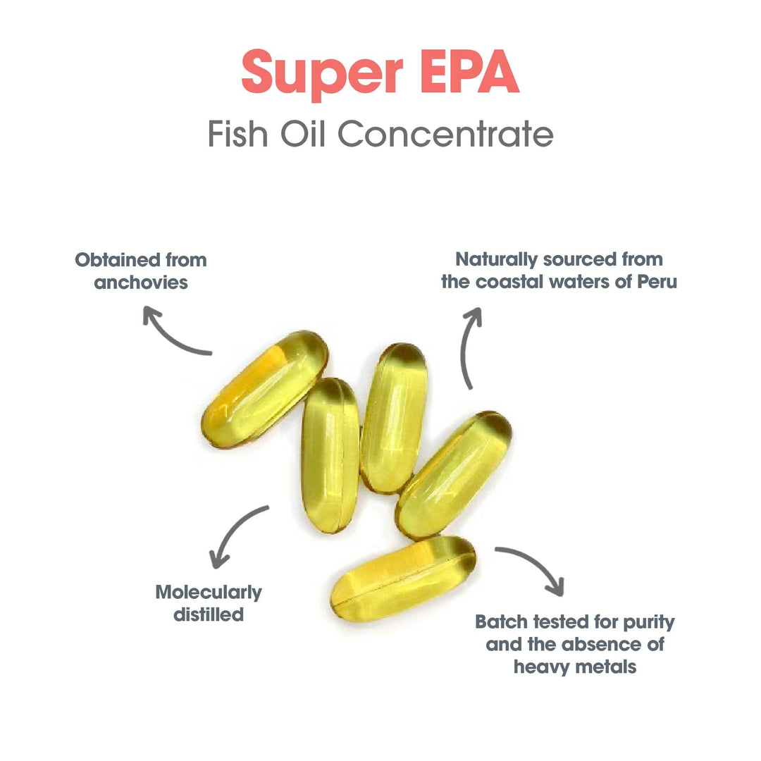 Super EPA - Omega 3 Supplement, Fish Oil Concentrate, EPA, DHA, Omega 3 Fatty Acids, Sustainably-Sourced Anchovies - 60 Count