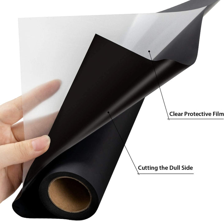 Black Heat Transfer Vinyl Rolls - 12 x 20ft Black Iron on Vinyl for Shirts, Black Iron on for All Cutter Machine - Easy to Cut & Weed for Craft Heat Vinyl Design