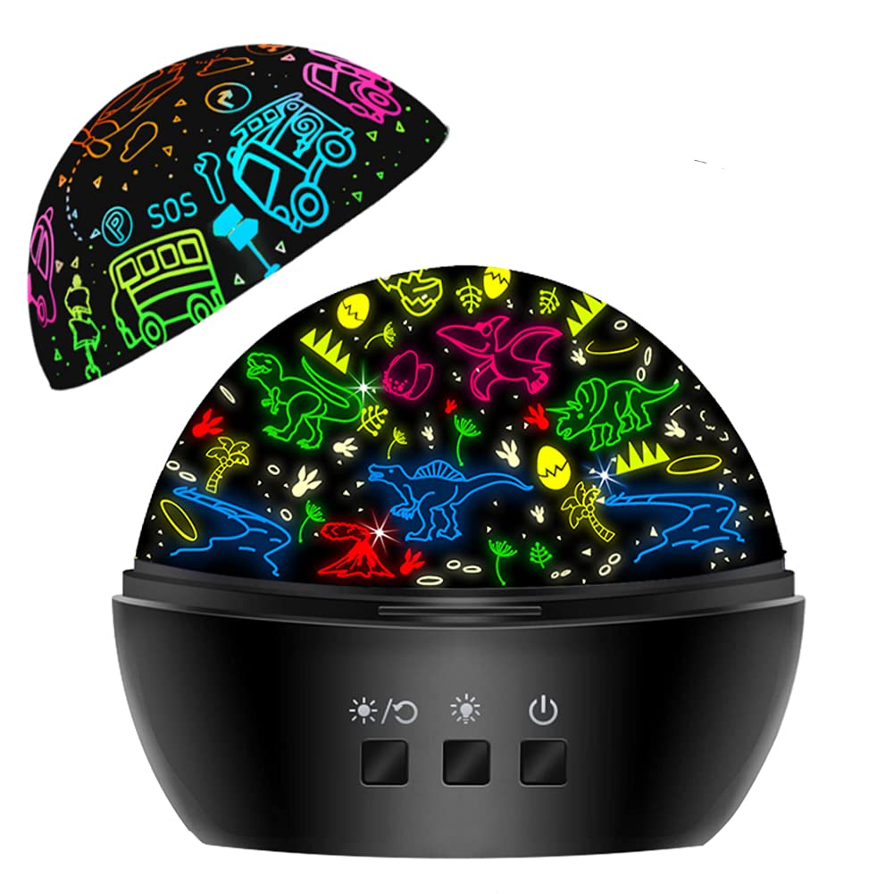 Night Light for Kids,Dinosaur Night Light Projector for Kids Toddler Boys,2 in 1 Toys for 3-8 Year Old Boys,Chirstmas Xmax Birthday Gifts for Children,Baby Toys Stocking Stuffer-Light Black