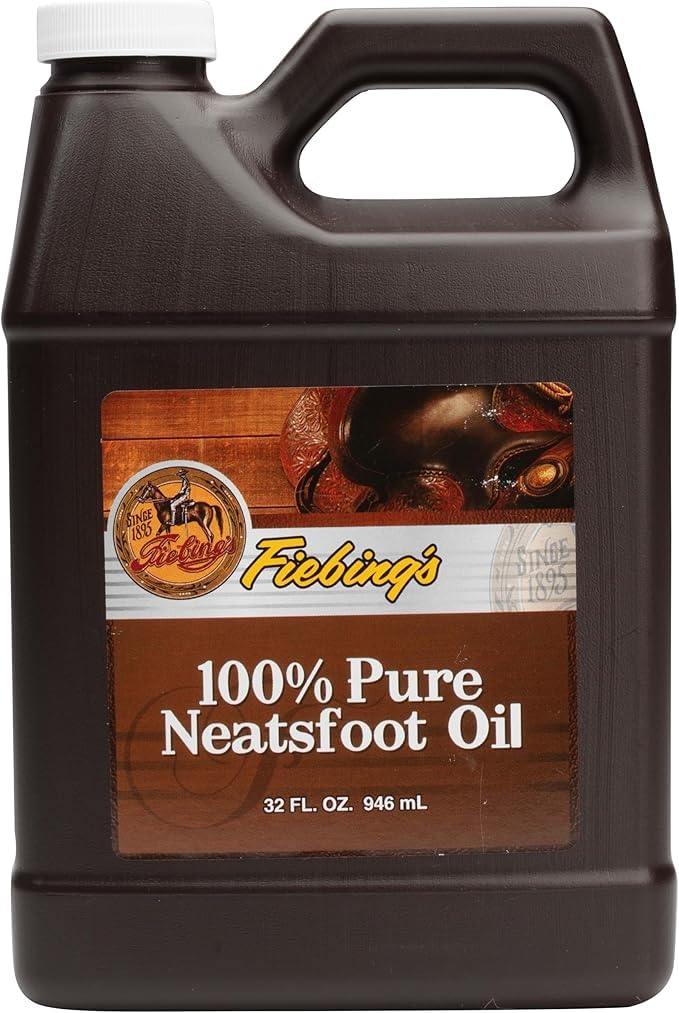 Fiebing's 100% Pure Neatsfoot Oil 32 Fl Oz - Leather Conditioner & Preservative with All Natural Animal Oil - Waterproof, Soften, Restore & Strengthen Leathercraft Shoe, Boot, Belt, Saddle, Couch