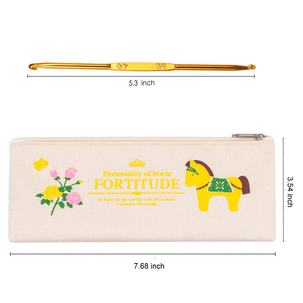 Crochet Hooks Set with Storage Case, 8PCS Double Ended Crochet Hooks Golden Aluminum Sweater Yarn Knitting Needles Weave Craft Tool Kit for DIY Sewing, 1-8mm