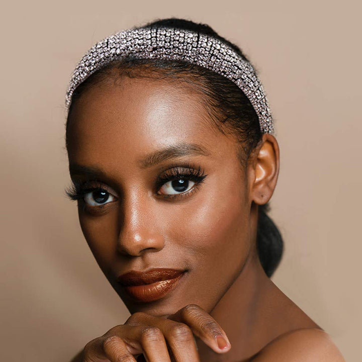 Rhinestone Crystal Diamond Headbands for Women Fashionable Handmade Wide Hair Hoops Beaded Bling HairBand Hair Accessories