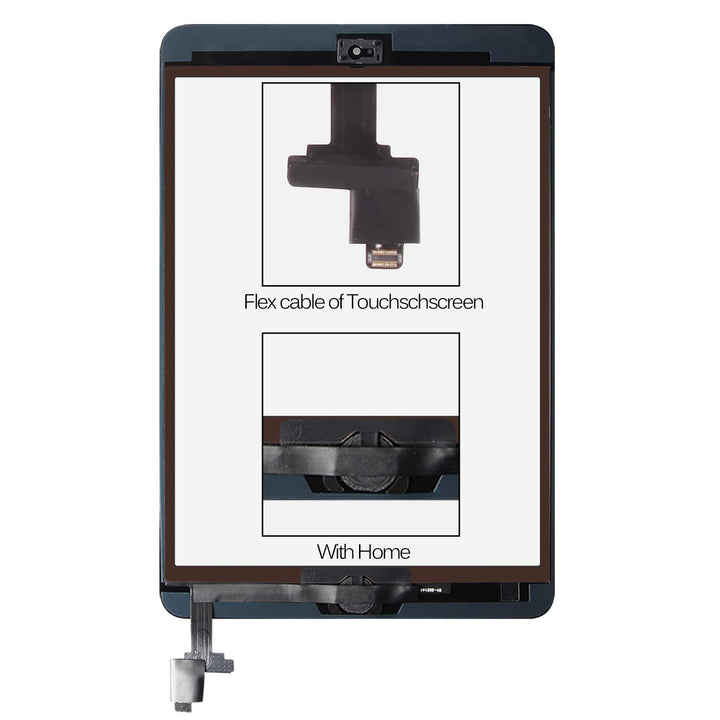 Screen Replacement For IPad Mini 1 A1432 A1454 A1455/IPad Mini 2 A1489 A1490 A1491 Touch Digitizer Parts, Include IC Chip,Home Button,Cameral Holder,with Screen Protector+Repair Tools (Black)