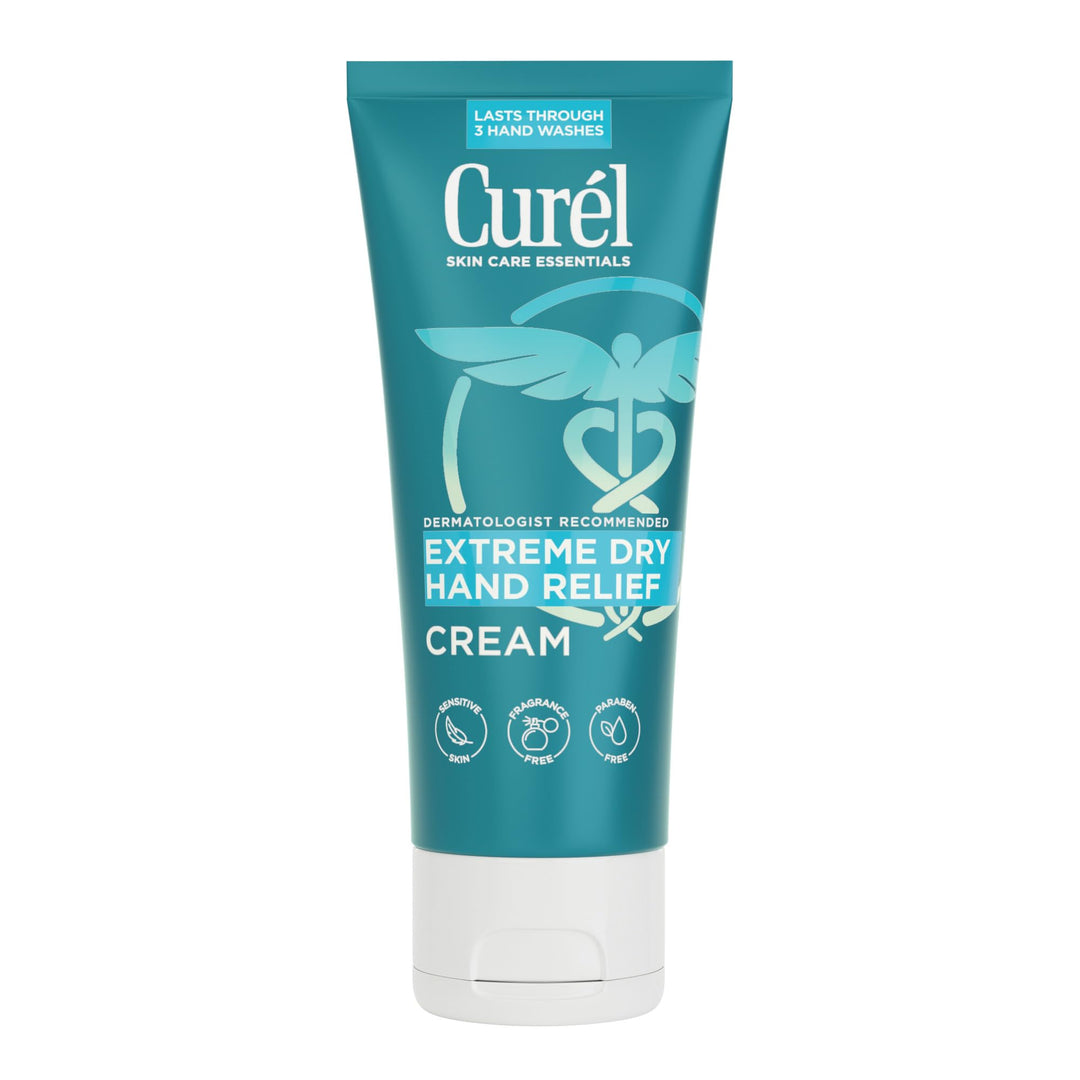 Curél Extreme Dry Hand Dryness Relief, Travel Size Hand Cream, Easily Absorbed Hand Cream for Long-Lasting Relief after Washing Hands, with Eucalyptus Extract, 3 Ounces