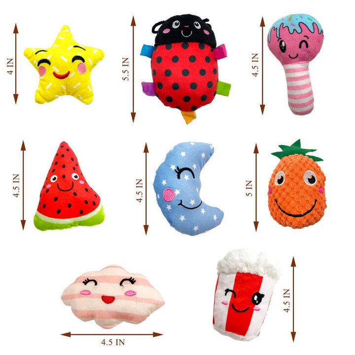 18 Pack Dog Squeaky Toys Cute Stuffed Pet Plush Puppy Chew for Small Medium Pets - Bulk